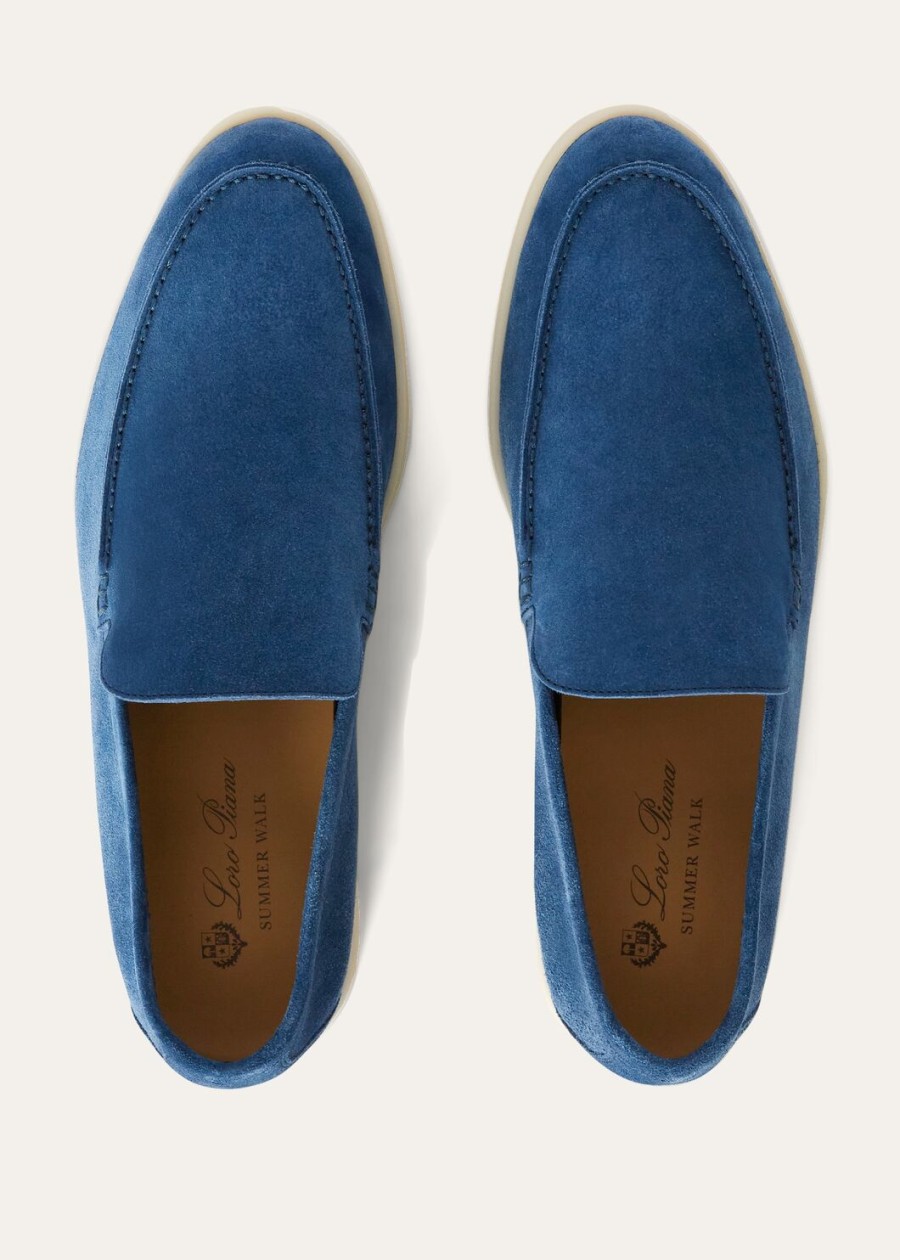 summer walk loafers van suède in kobaltblauw