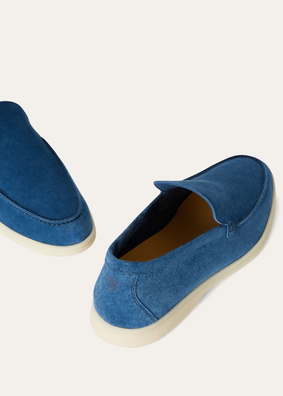 summer walk loafers van suède in kobaltblauw