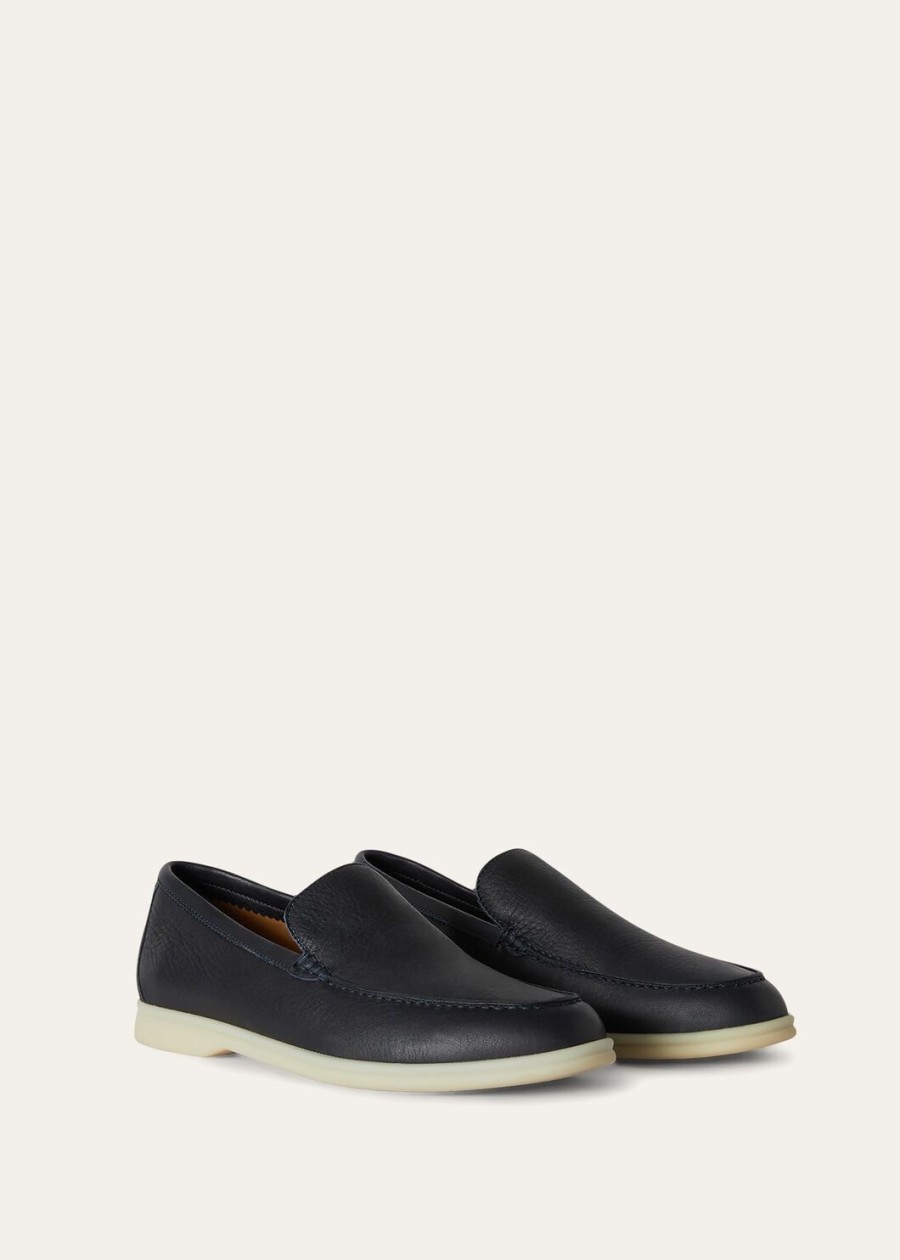 summer walk loafers van elandleer in marineblauw