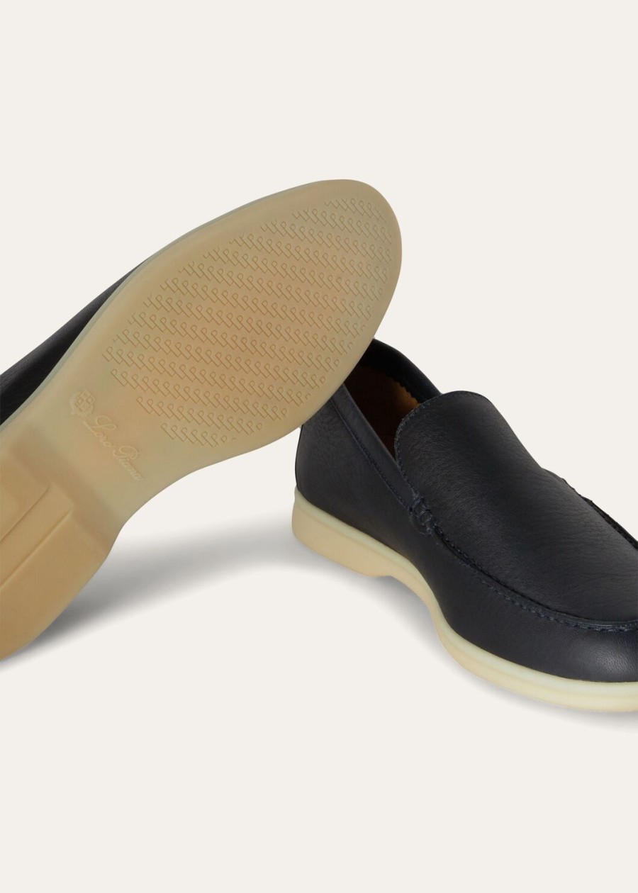 summer walk loafers van elandleer in marineblauw