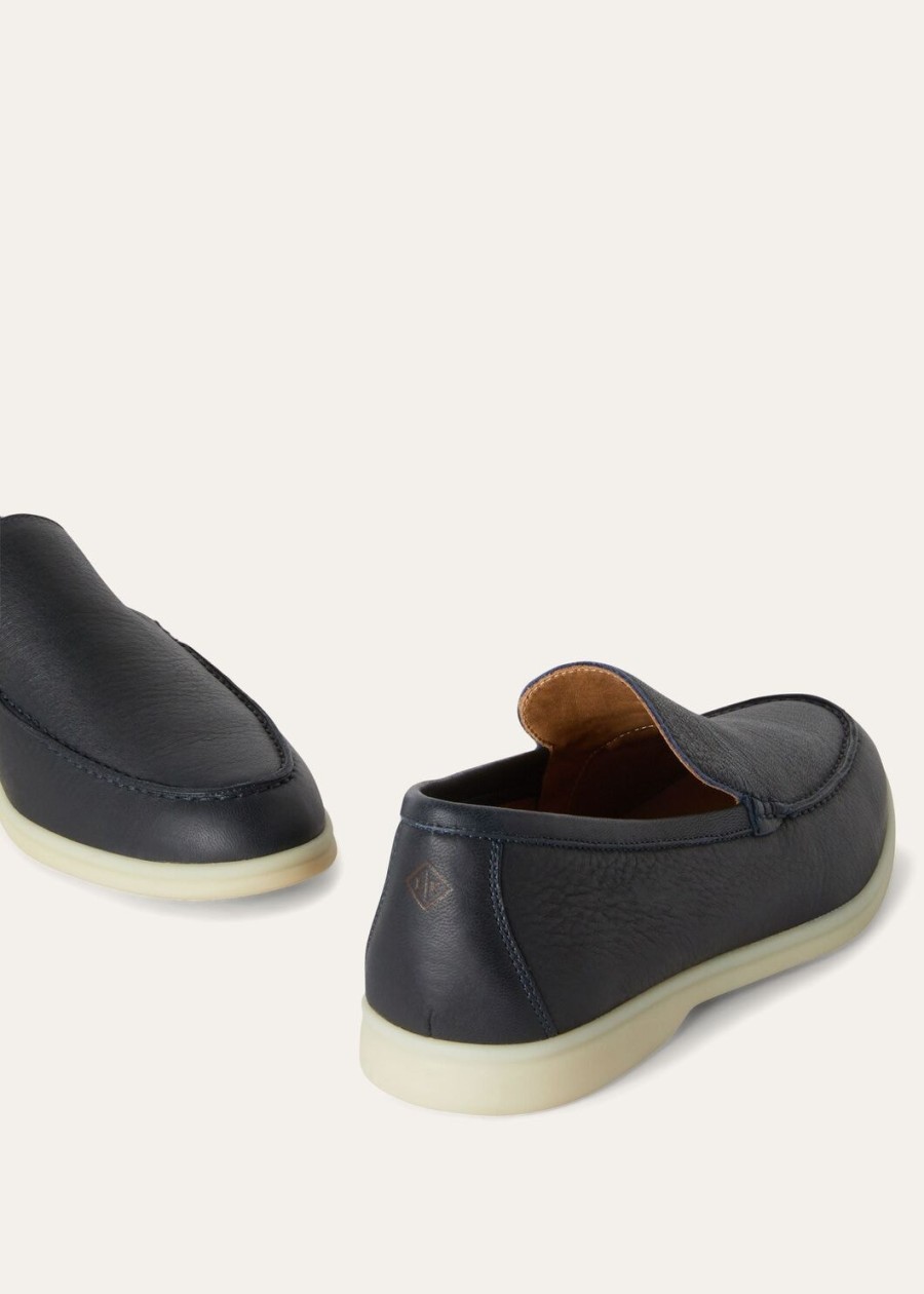 summer walk loafers van elandleer in marineblauw