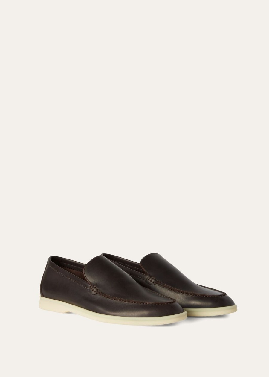 summer walk kalfsleren loafers chocoladebruin