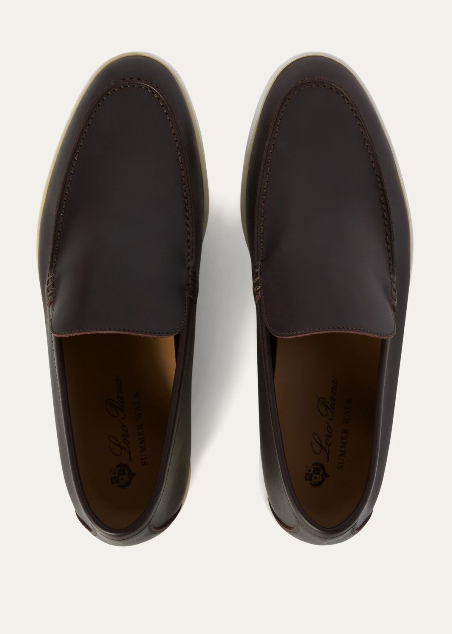 summer walk kalfsleren loafers chocoladebruin