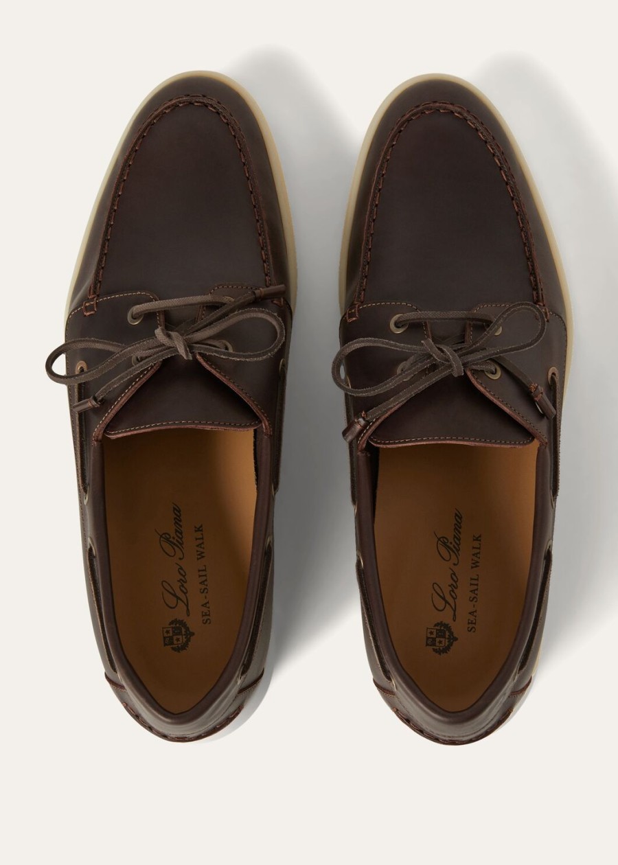 sea-sail walk kalfsleren loafers in lichte chocoladekleur