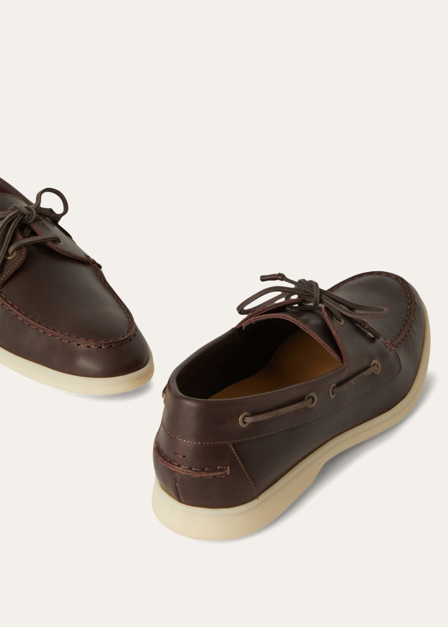 sea-sail walk kalfsleren loafers in lichte chocoladekleur