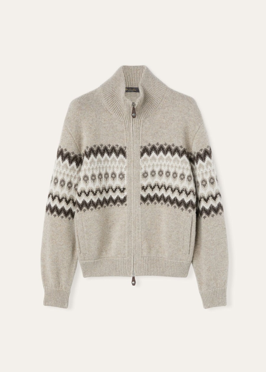 alpe pile kasjmier bomber trui beigeshadow melange