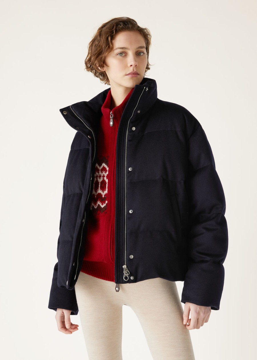 jools kasjmier donsjas marineblauw