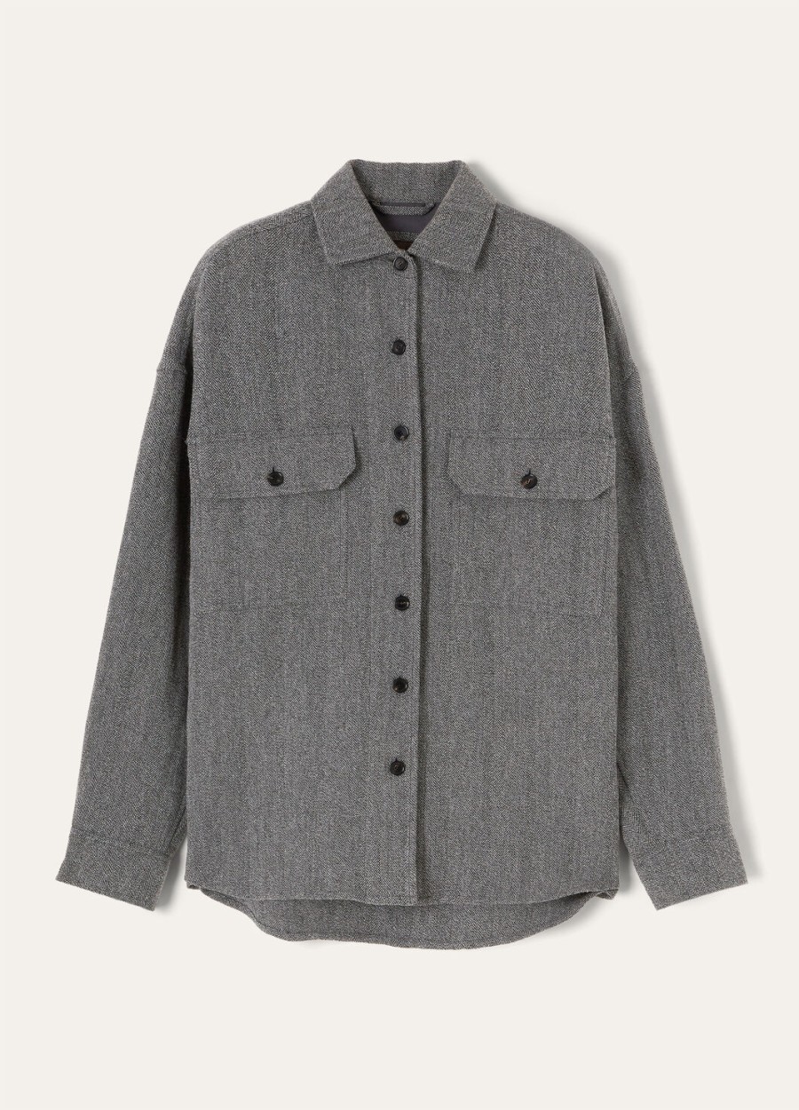 darby overshirt van zuivere kasjmierwol in marineblauw