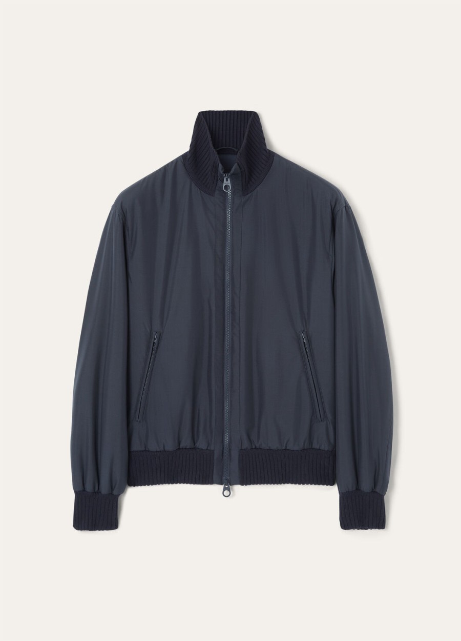 denzel zijden bomberjack - storm system marineblauw