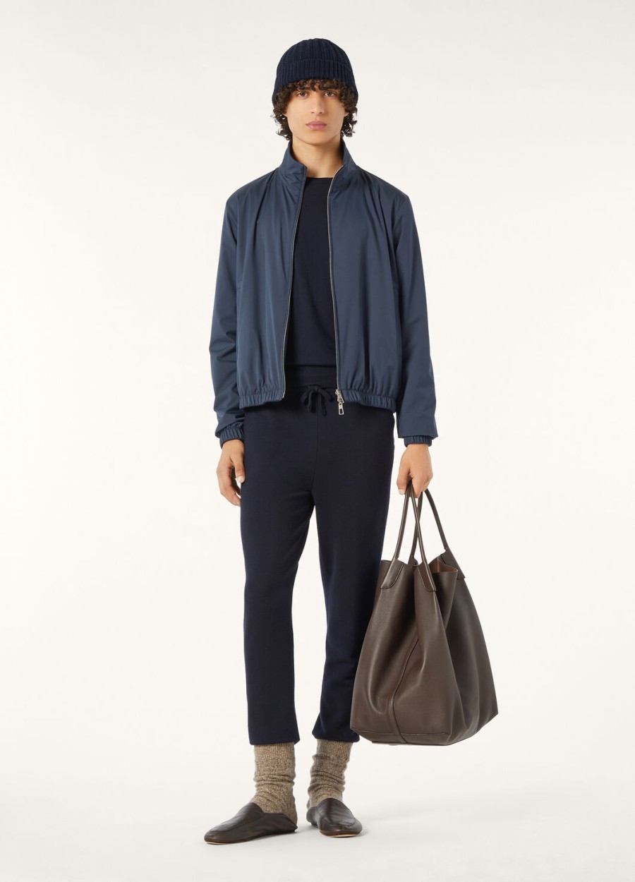 loro piana microfiber bomberjack - storm system marineblauw