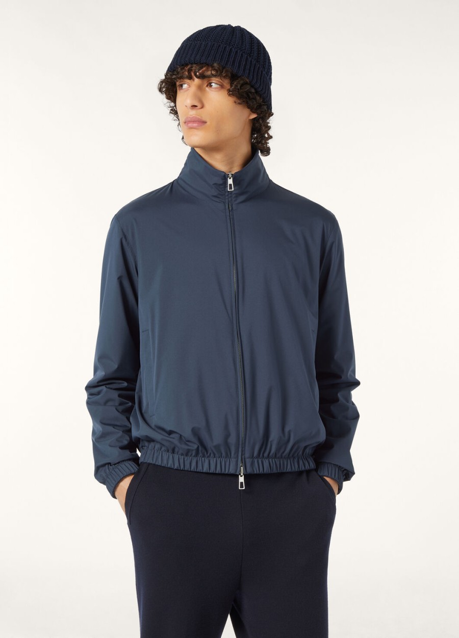 loro piana microfiber bomberjack - storm system marineblauw