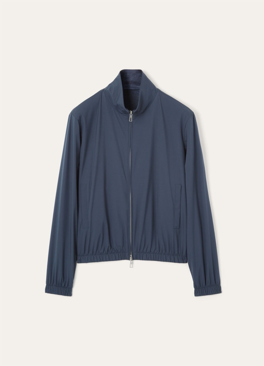loro piana microfiber bomberjack - storm system marineblauw