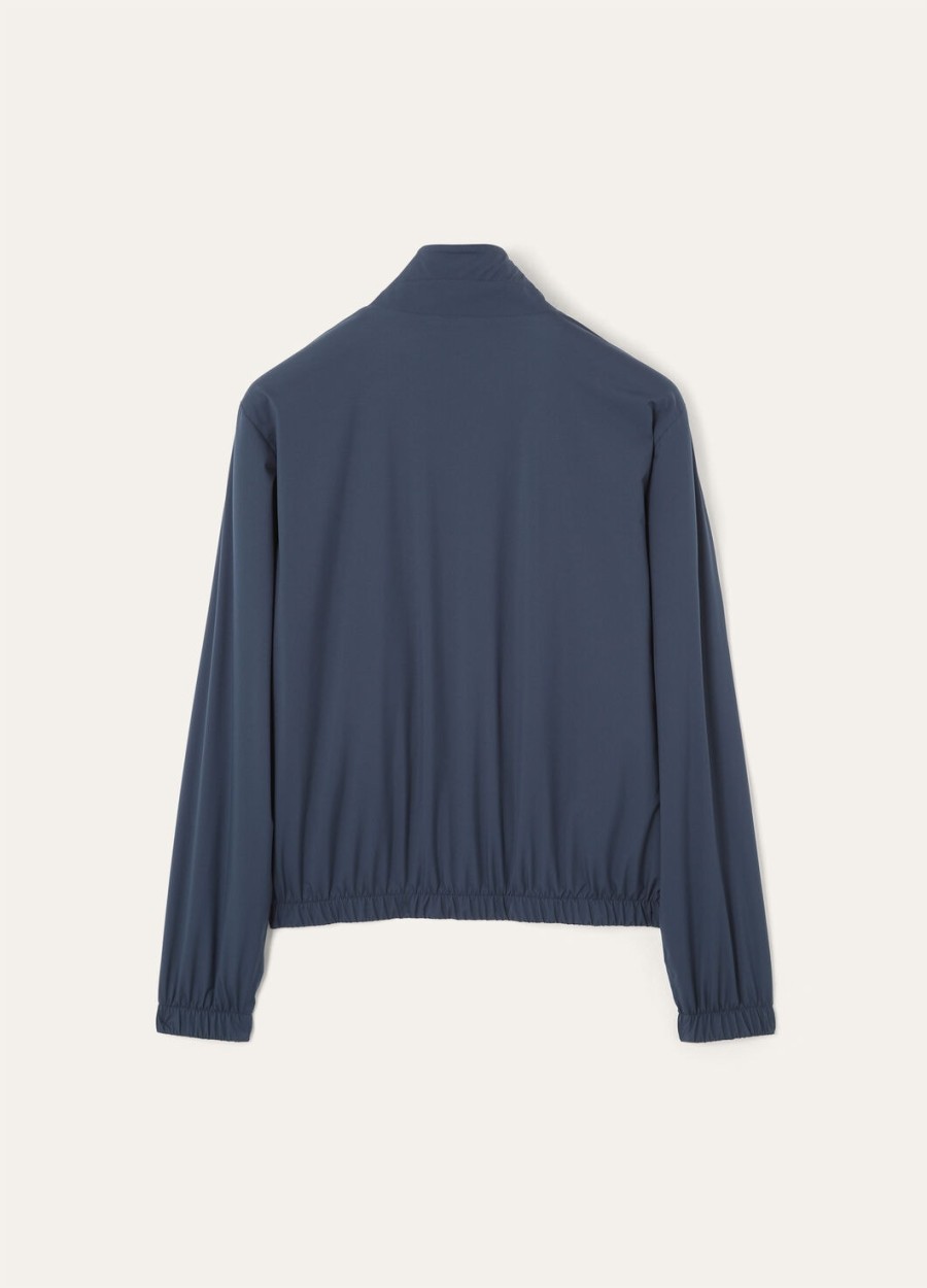 loro piana microfiber bomberjack - storm system marineblauw