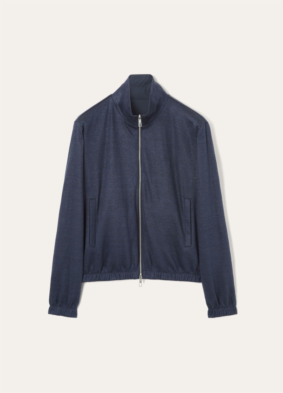 loro piana microfiber bomberjack - storm system marineblauw