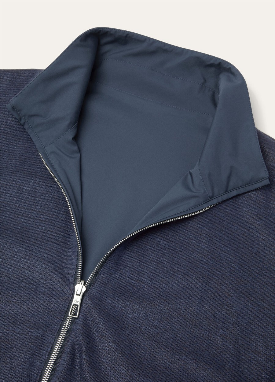 loro piana microfiber bomberjack - storm system marineblauw
