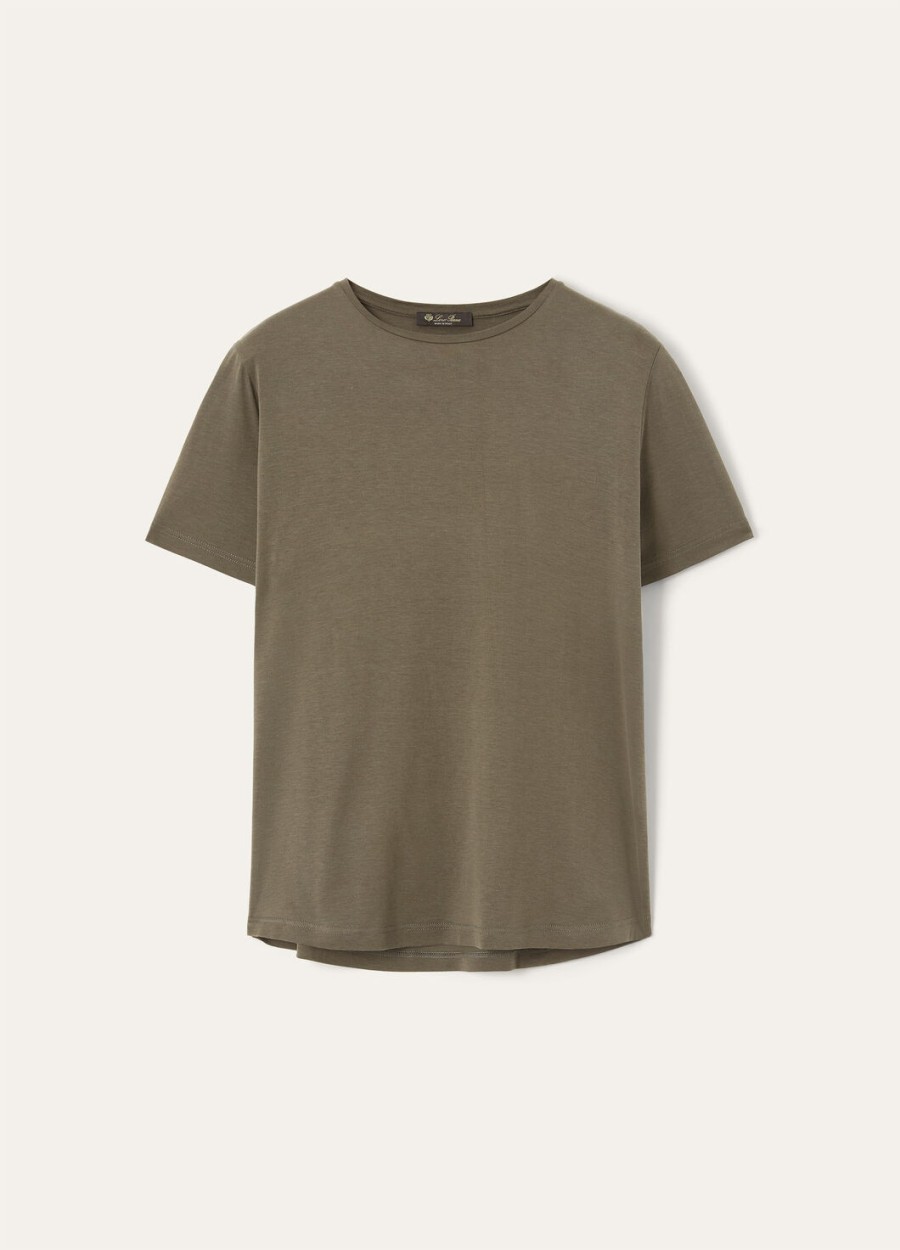 zacht t-shirt van katoen en zijde met zee-eikenhoutmotief.