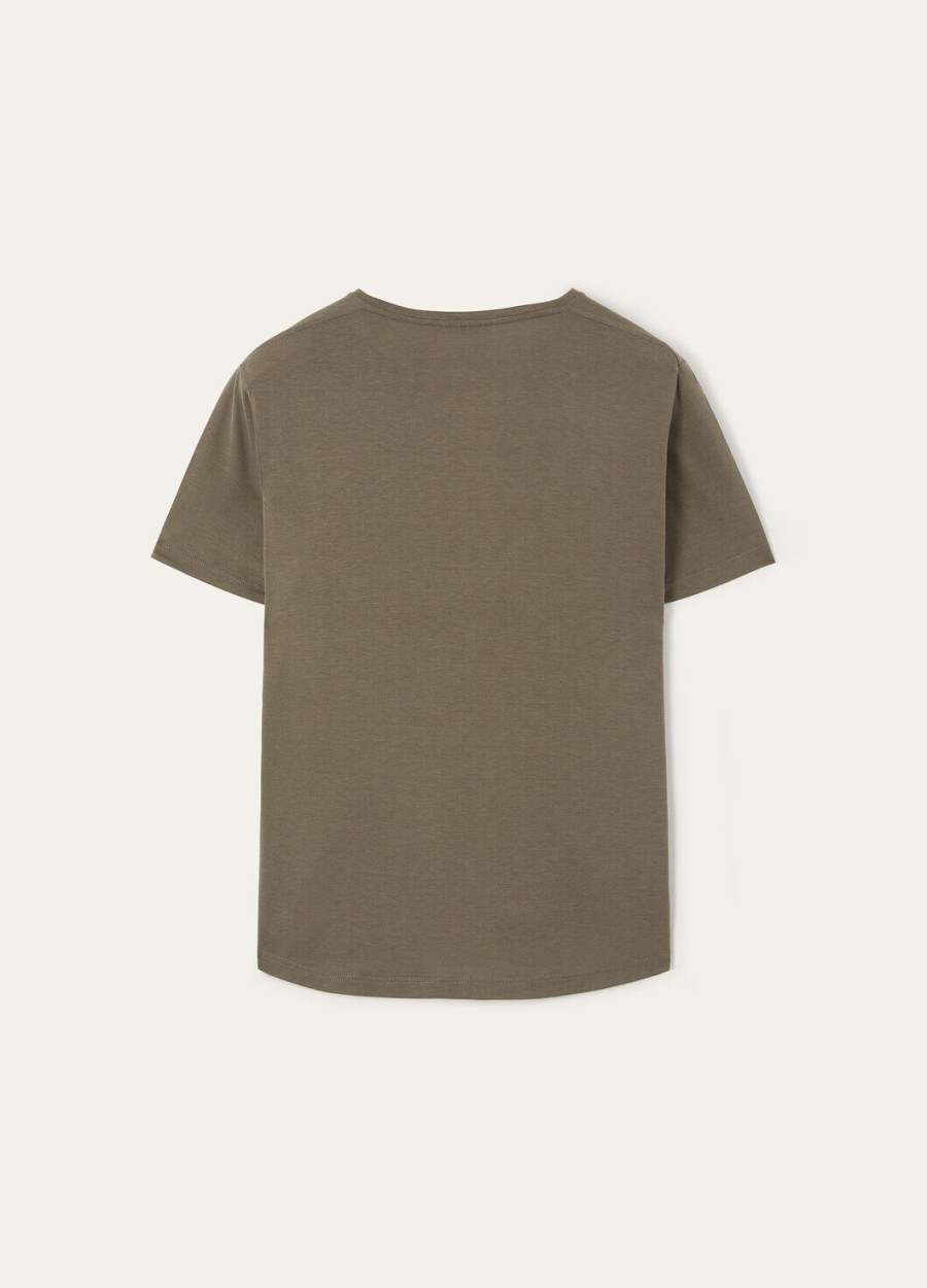 zacht t-shirt van katoen en zijde met zee-eikenhoutmotief.