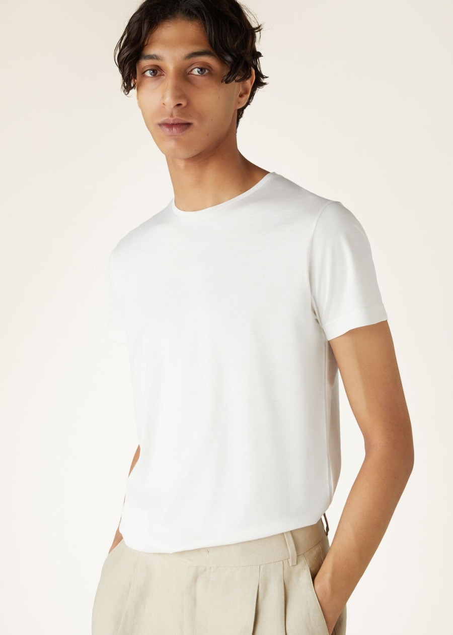 zacht katoen-zijden t-shirt optisch wit