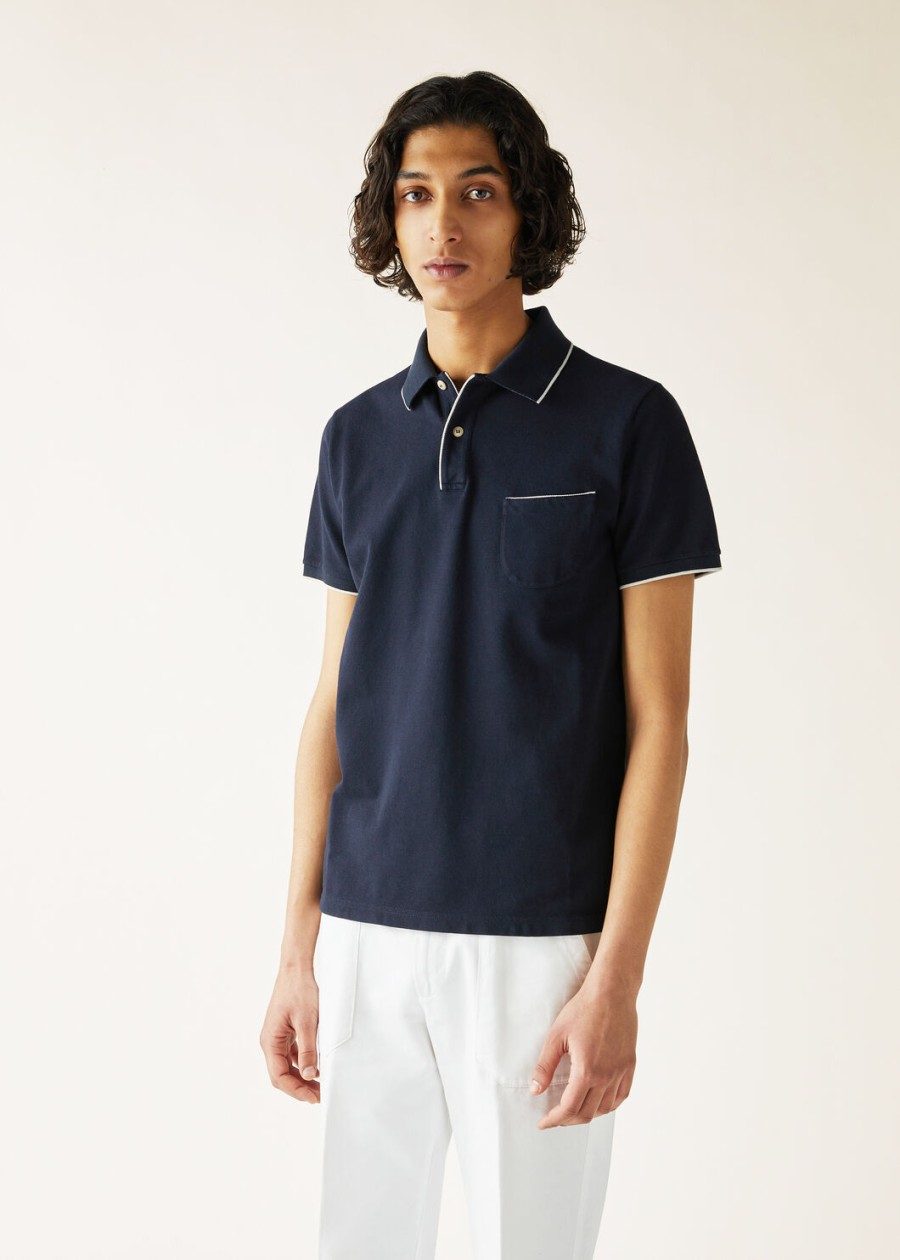 regatta katoenen polo in marineblauw