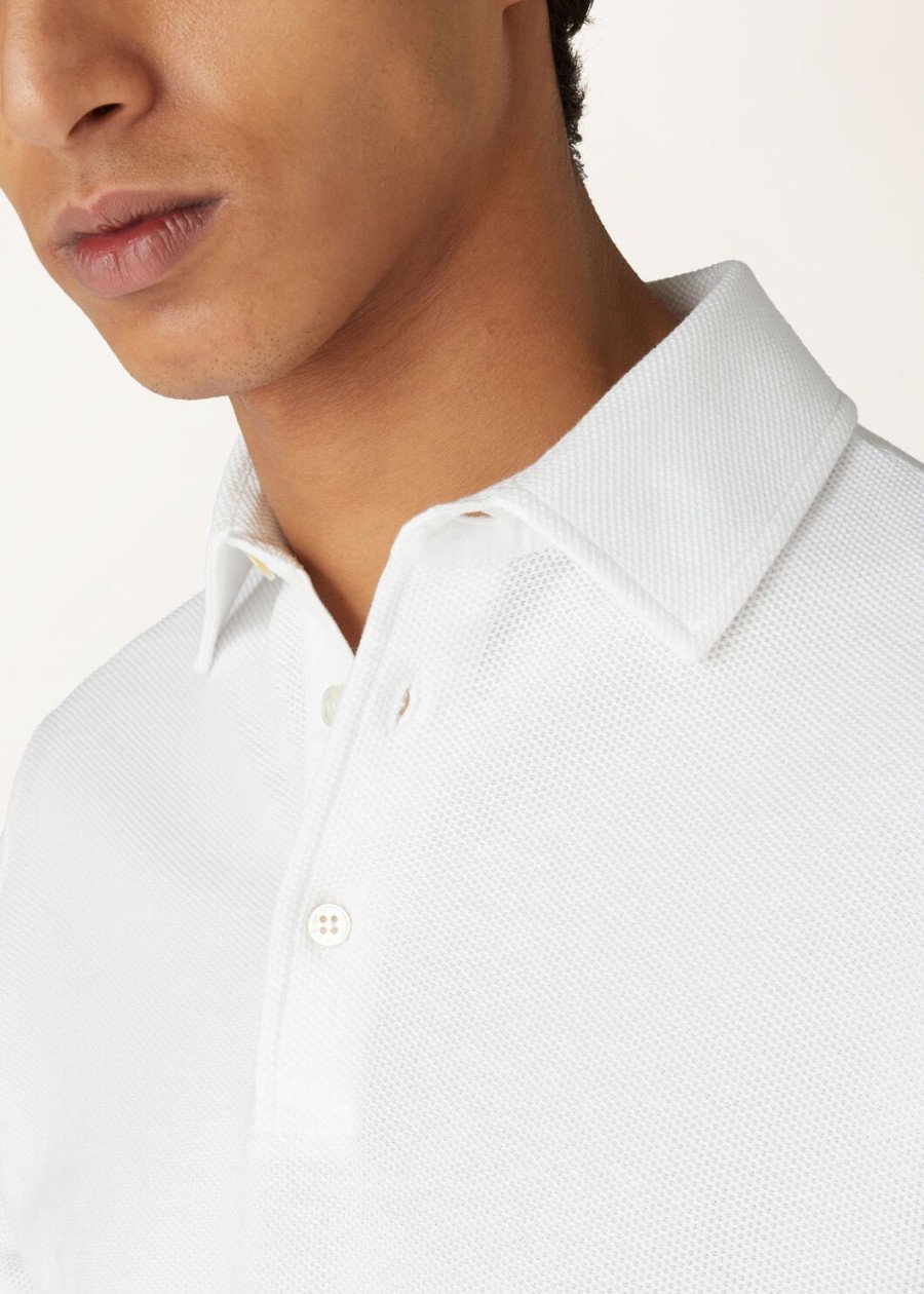 optisch witte katoenen poloshirt