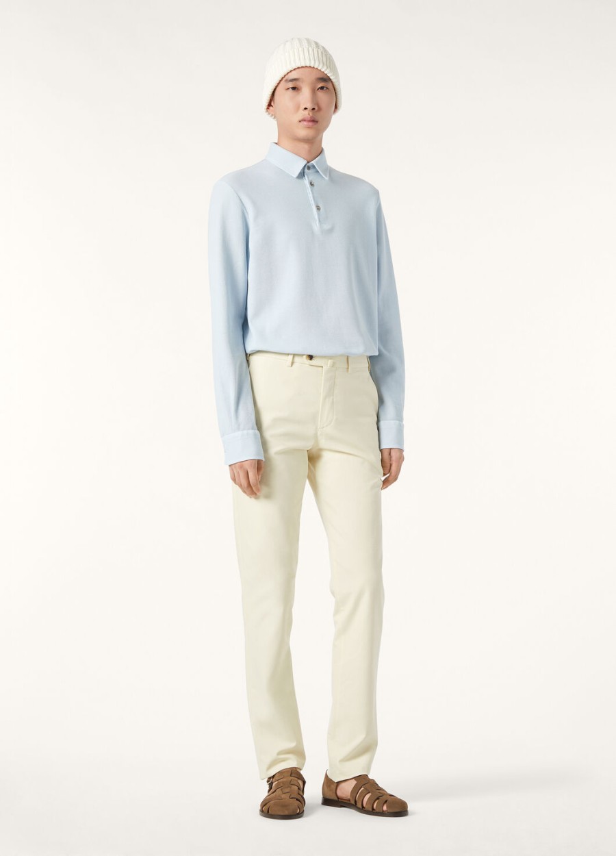 lichtblauwe katoenen poloshirt
