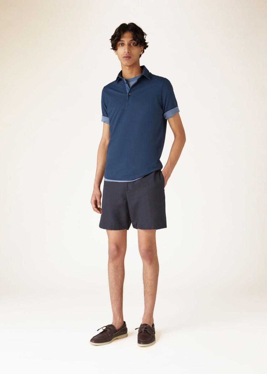 polo shirt van geverfd katoen met eclipse-print