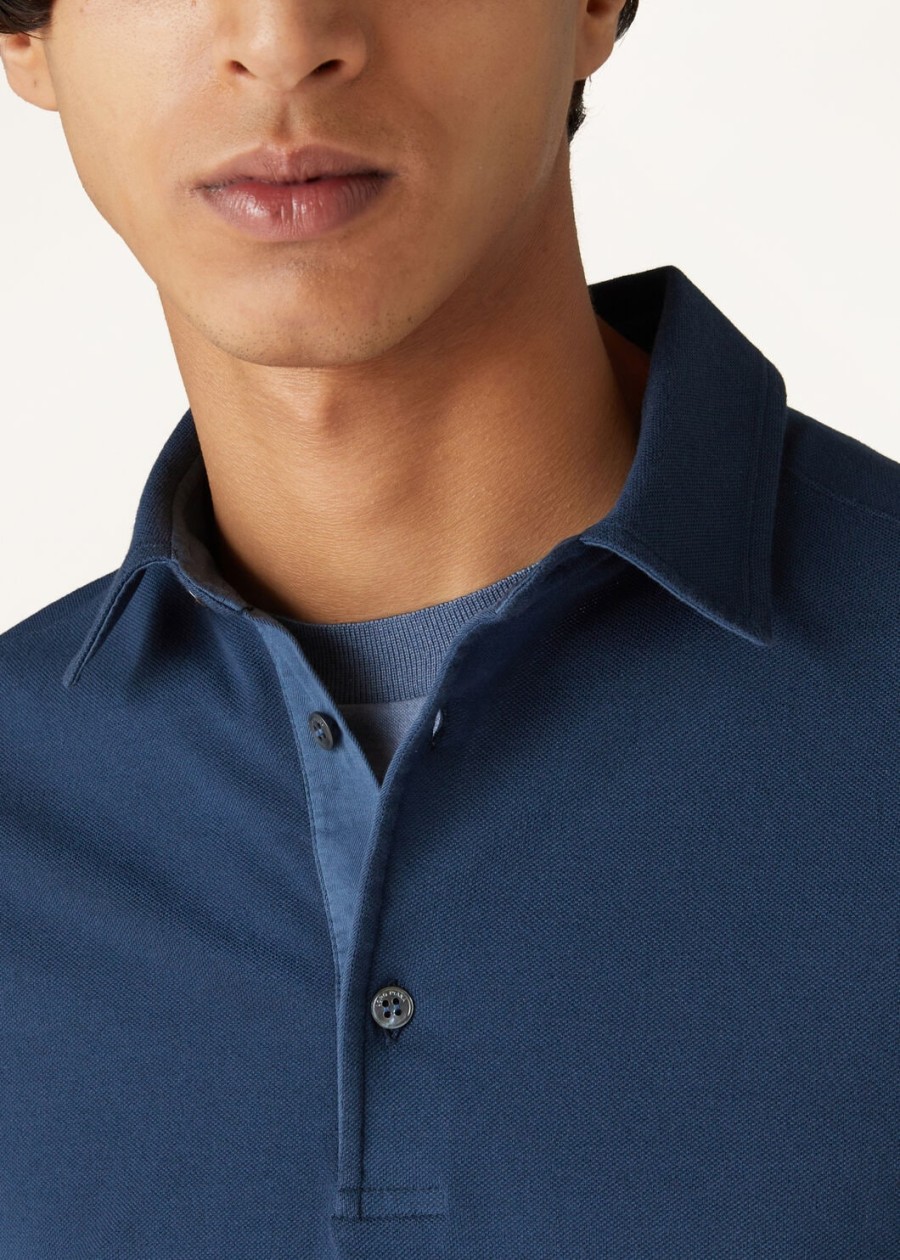 polo shirt van geverfd katoen met eclipse-print