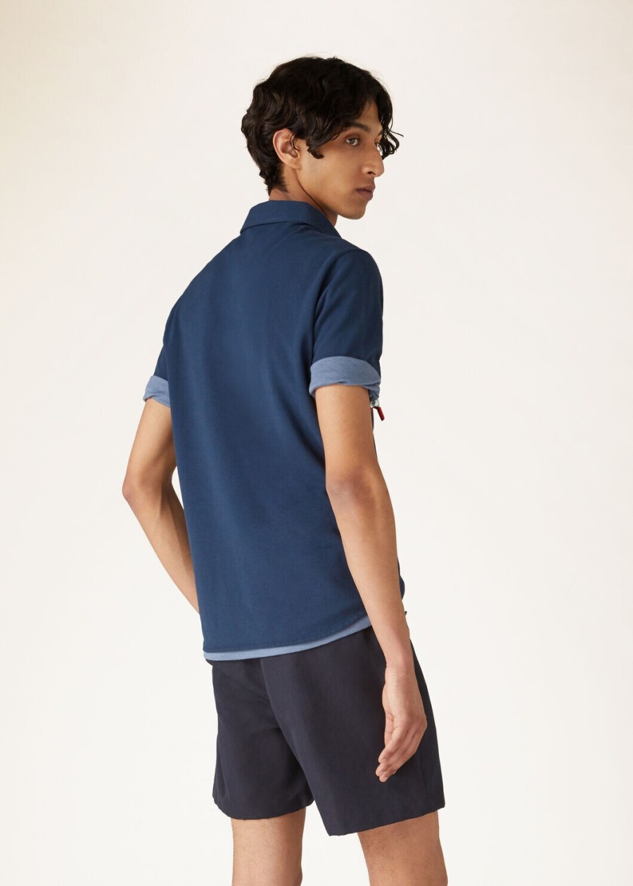 polo shirt van geverfd katoen met eclipse-print