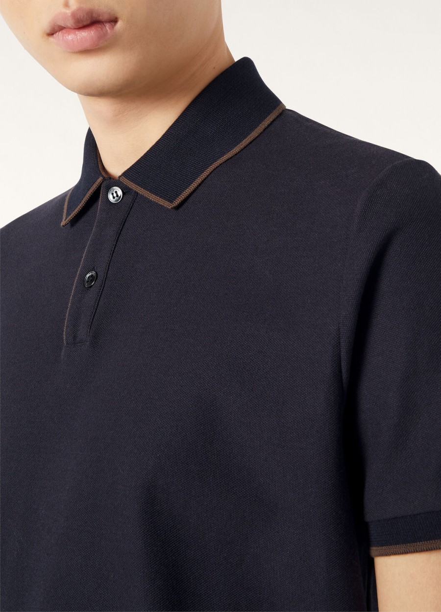 brentwood katoenen polo in marineblauw
