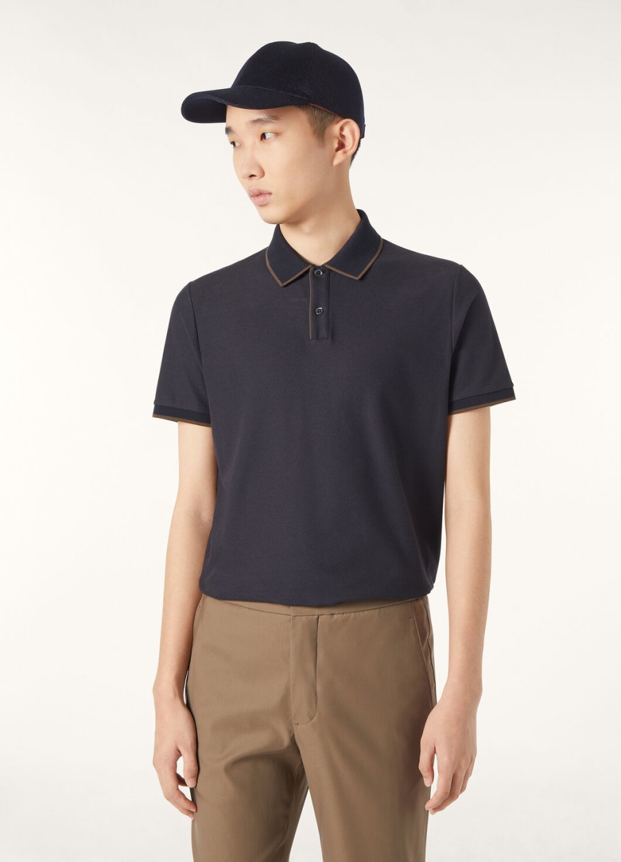 brentwood katoenen polo in marineblauw