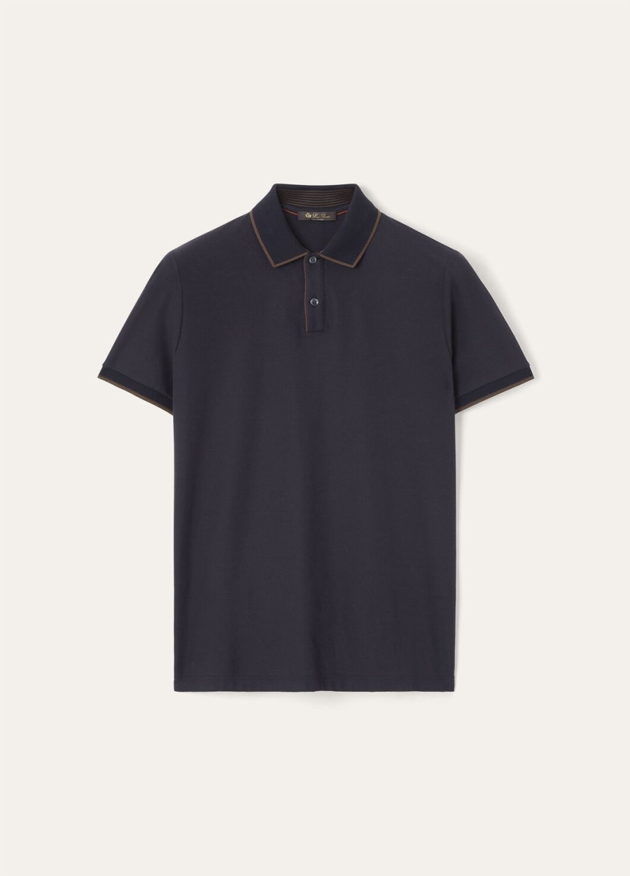 brentwood katoenen polo in marineblauw