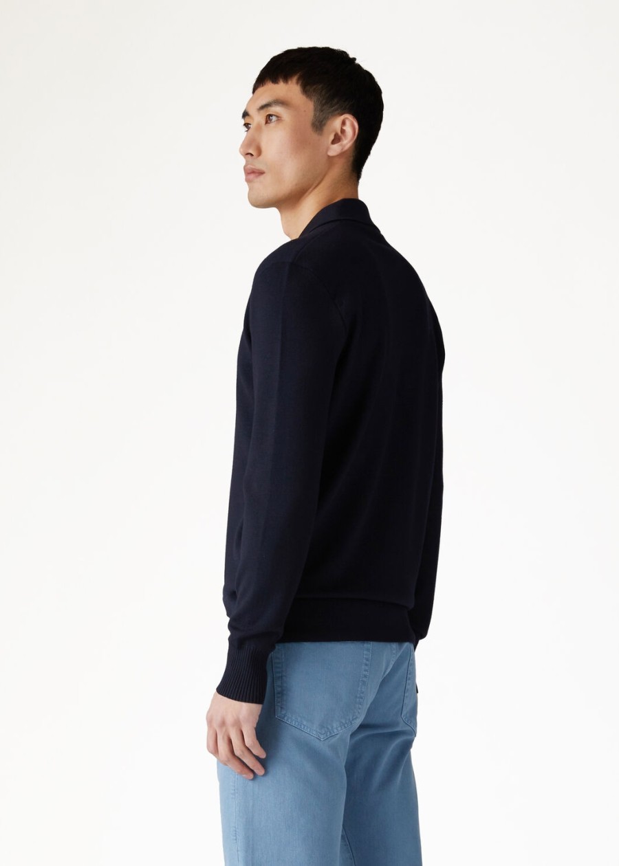 wish wollen poloshirt met knoopsluiting marineblauw