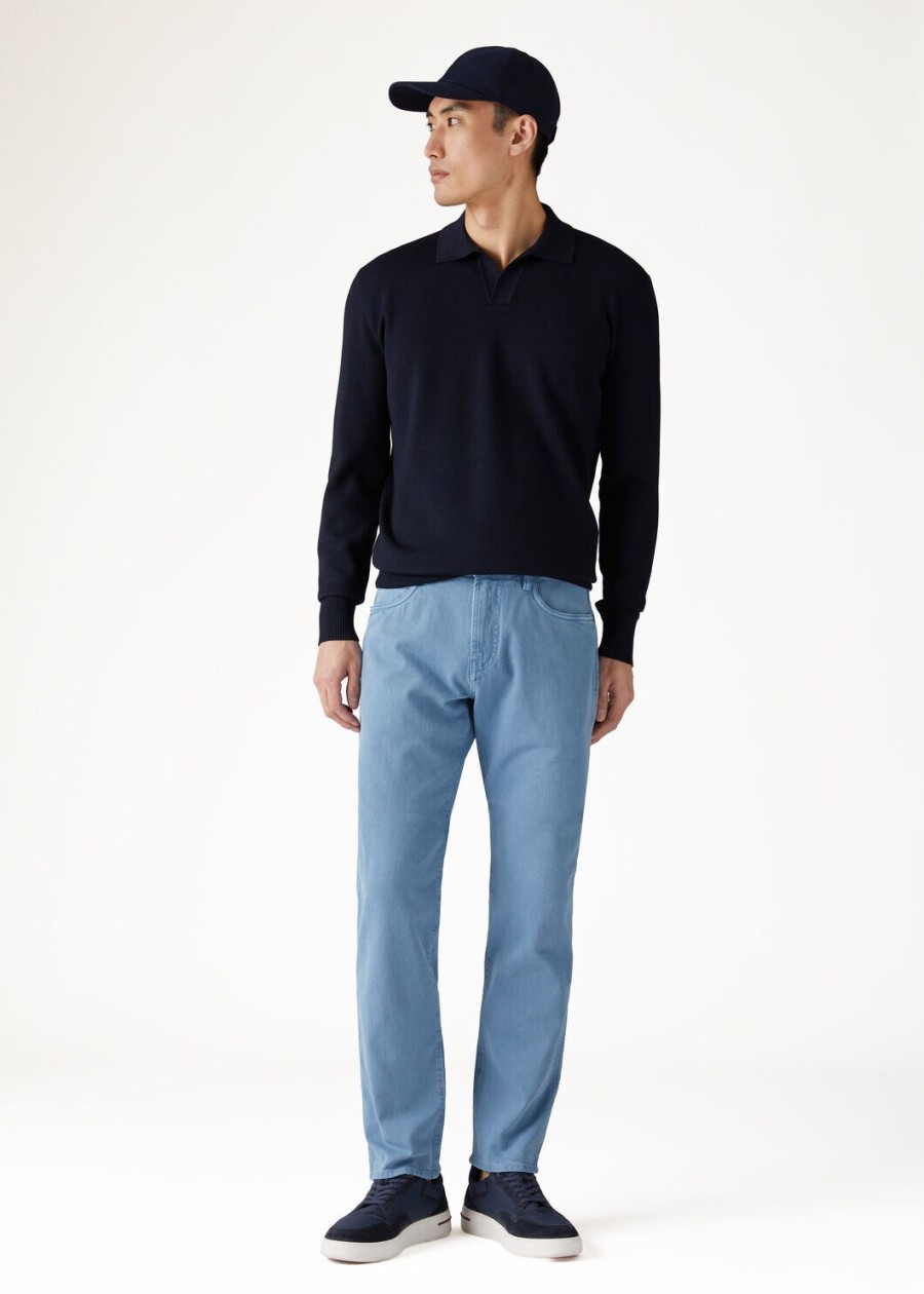 wish wollen poloshirt met knoopsluiting marineblauw