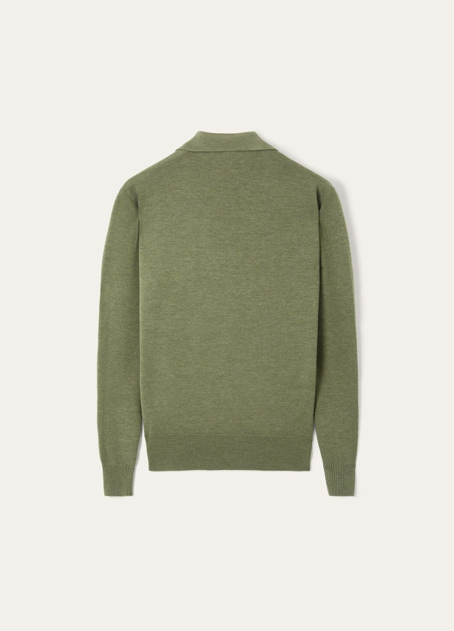 wish wollen poloshirt met knoopsluiting in de kleur lagoon flora melange
