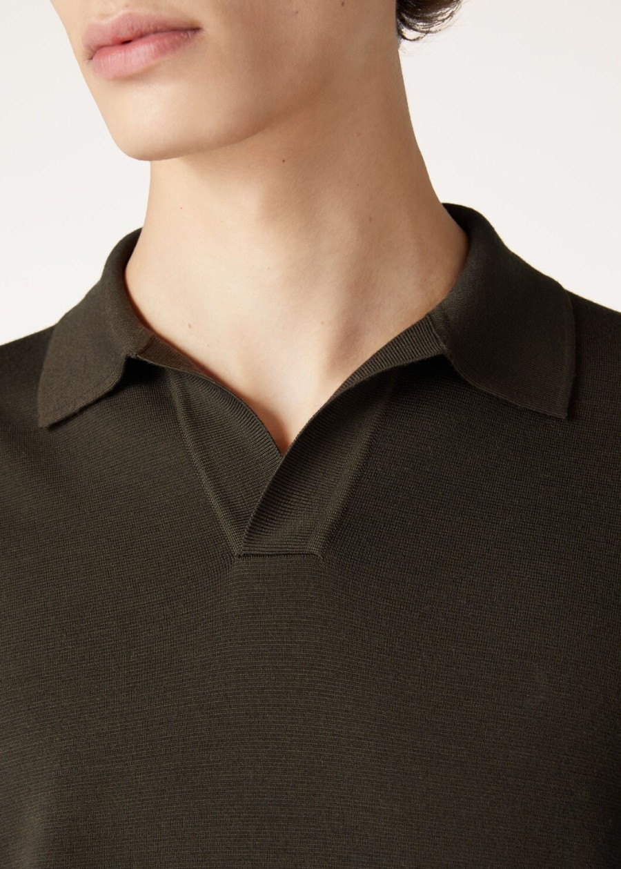 wish wollen poloshirt met dennenboommotief en knoopsluiting