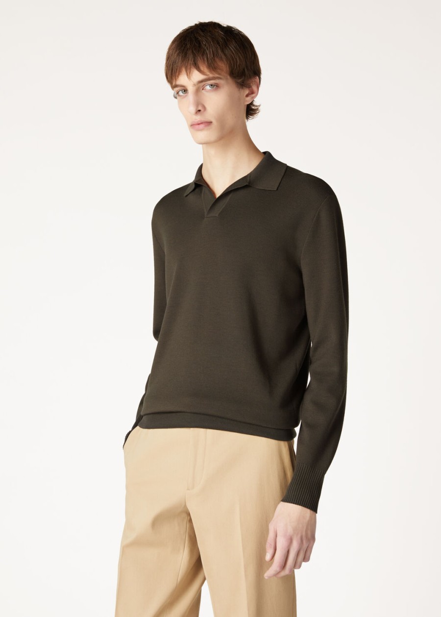 wish wollen poloshirt met dennenboommotief en knoopsluiting