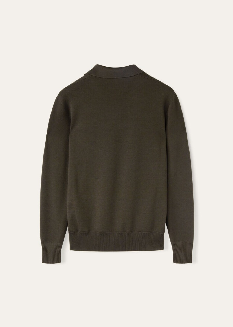 wish wollen poloshirt met dennenboommotief en knoopsluiting
