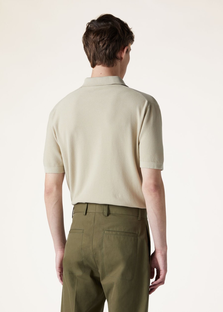 polo shirt zonder knopen katoen zijde crème