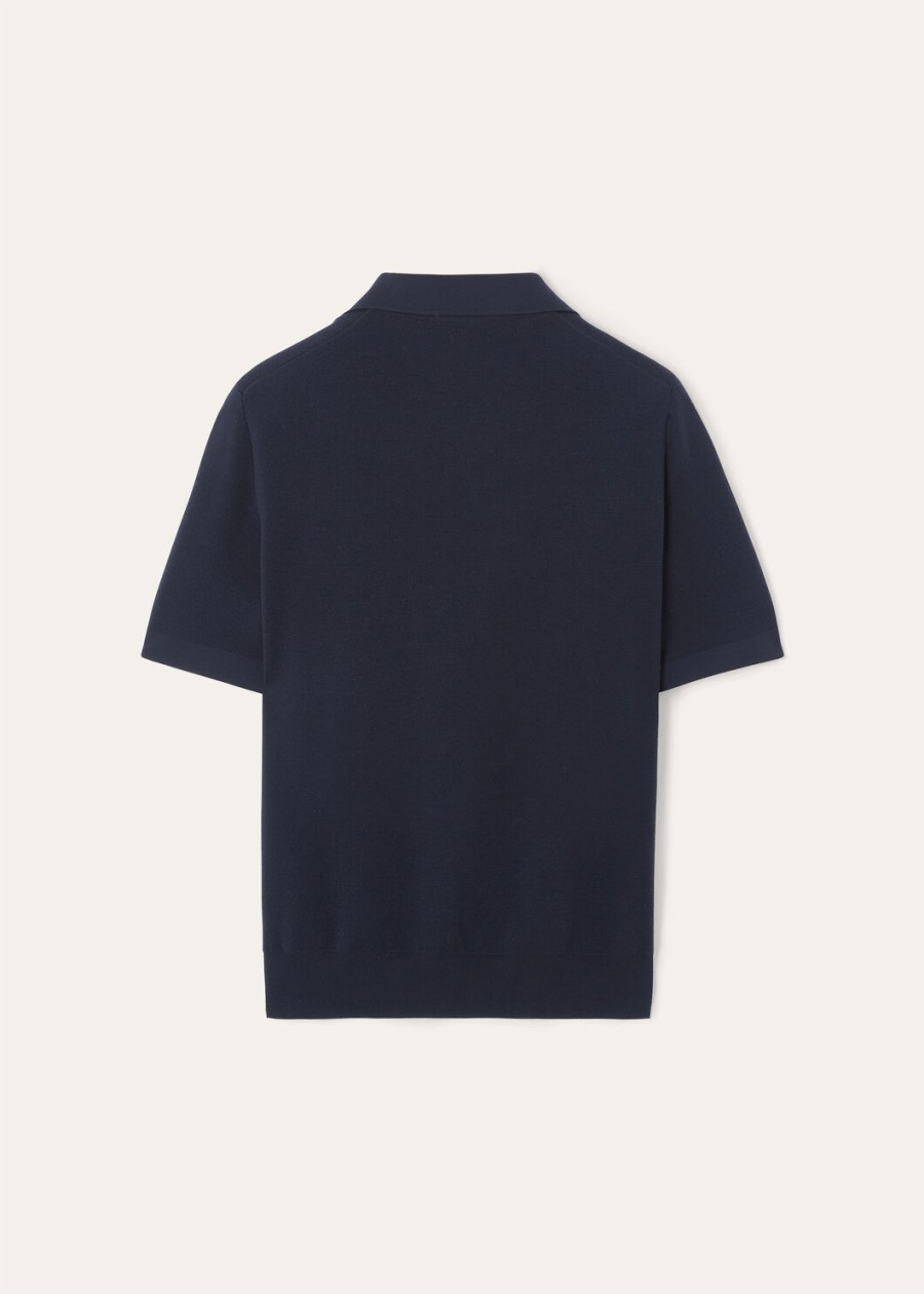 empire wish wollen poloshirt in marineblauw