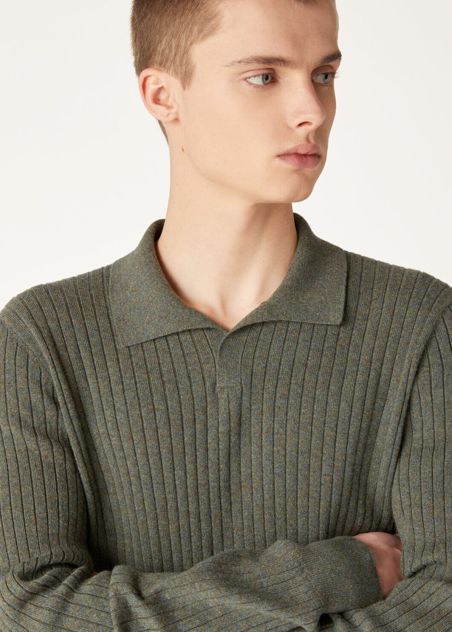 lexington baby cashmere dusky moss melange polo shirt