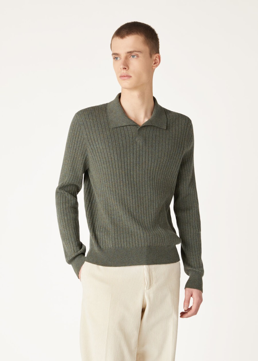 lexington baby cashmere dusky moss melange polo shirt