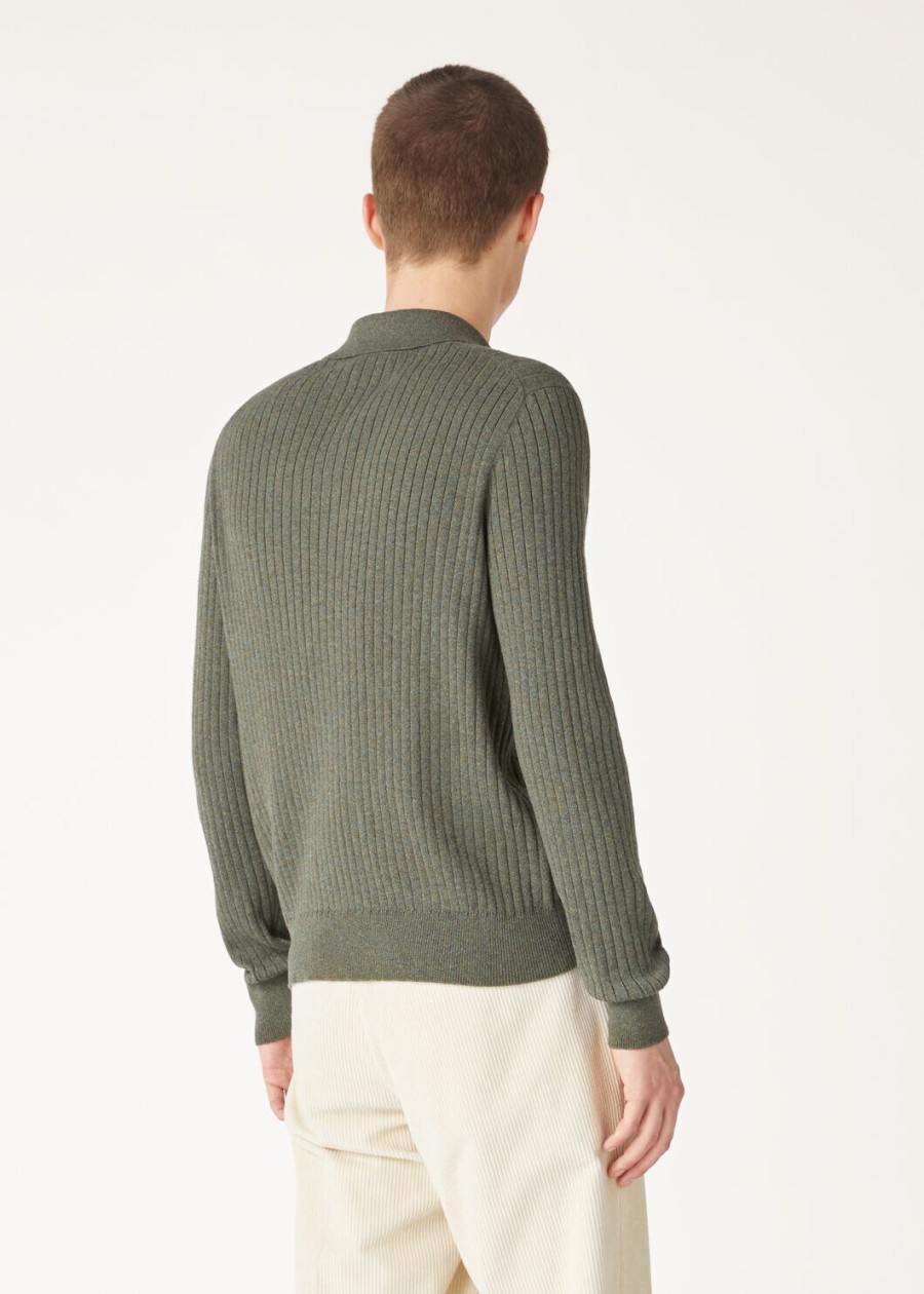 lexington baby cashmere dusky moss melange polo shirt