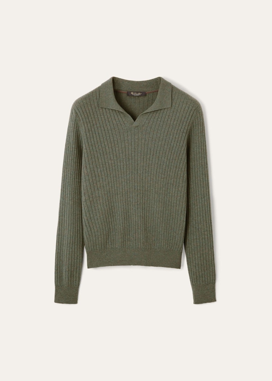 lexington baby cashmere dusky moss melange polo shirt