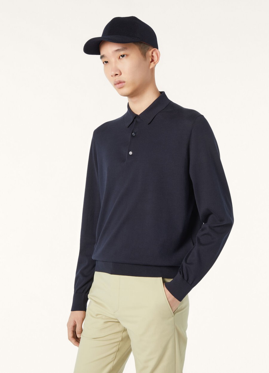 ice wish katoenen poloshirt in marineblauw