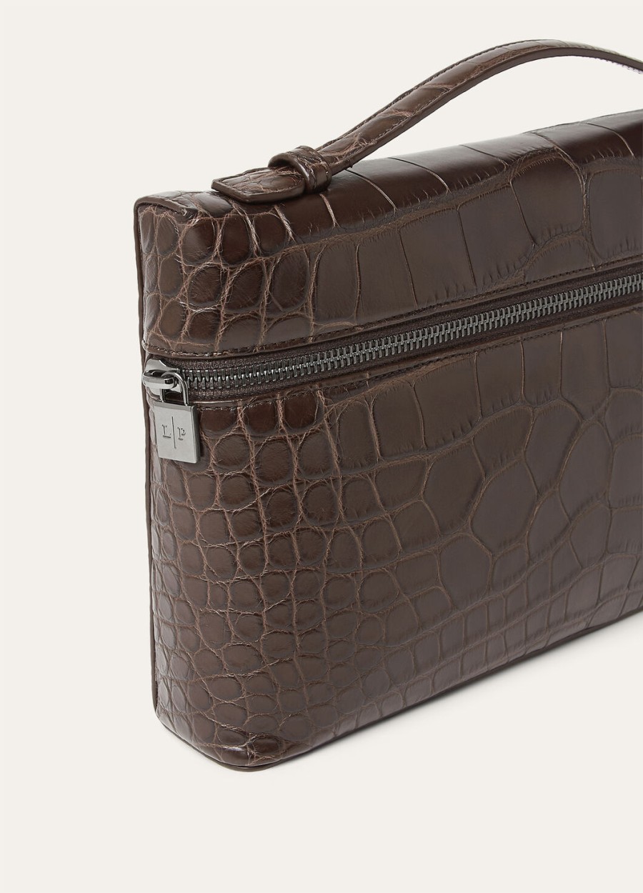 extra hoes l29 alligatorleer donkere chocolade zoethoutonyx