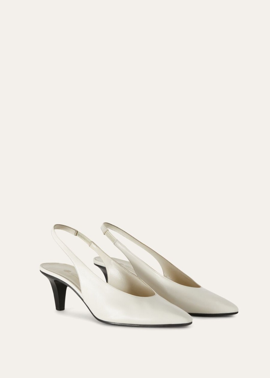 rebecca slingback van kalfsleer in licht melkwit