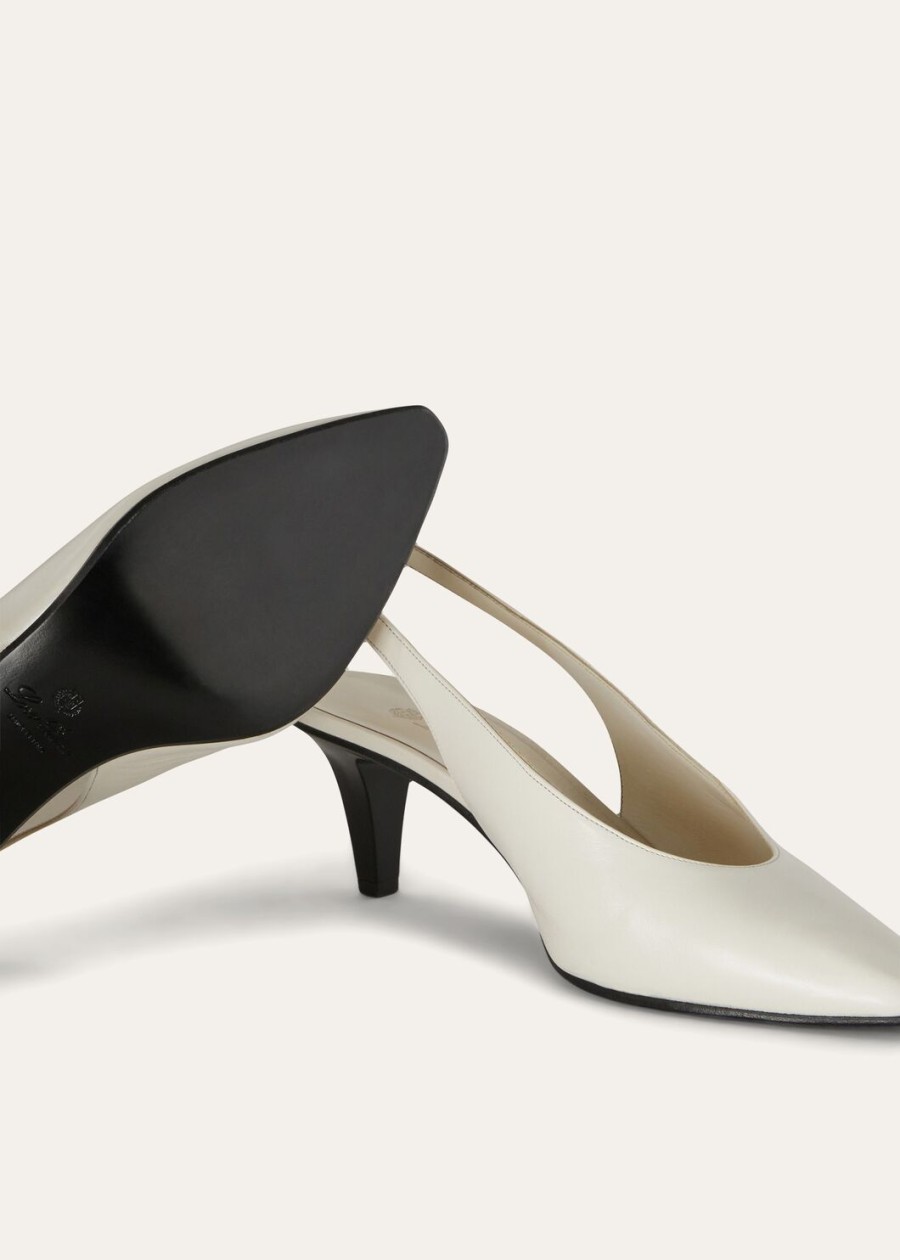 rebecca slingback van kalfsleer in licht melkwit