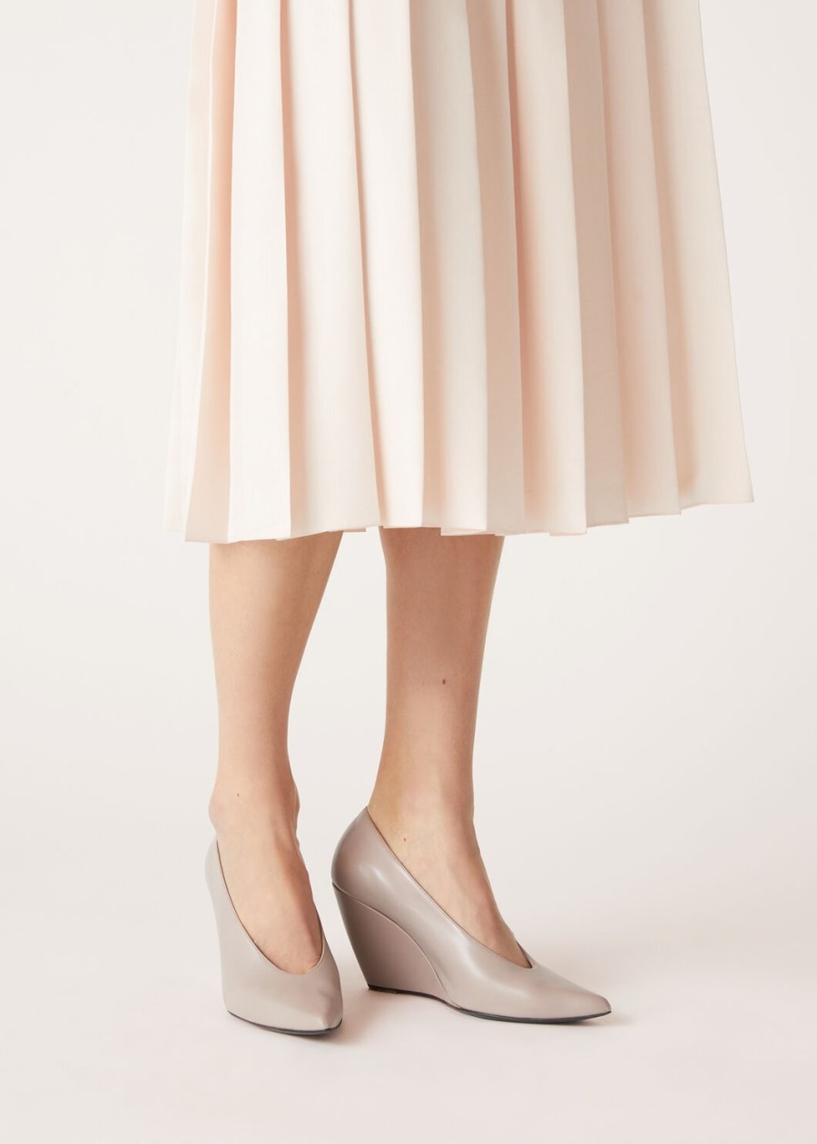 viola high wedge pump roze kalfsleer nouveau