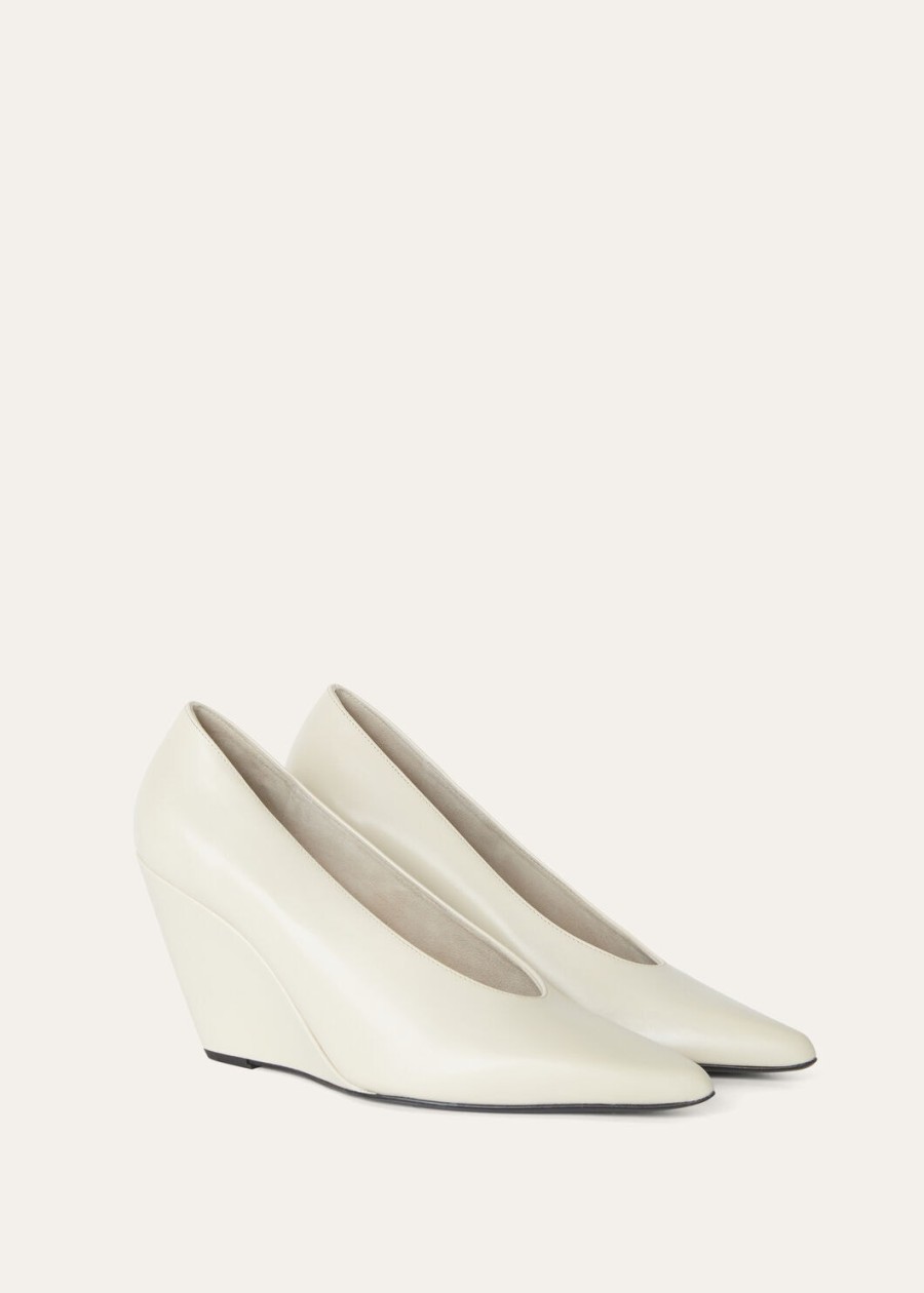 viola high wedge pumps met koekjes- en roomsmaak gemaakt van kalfsleer