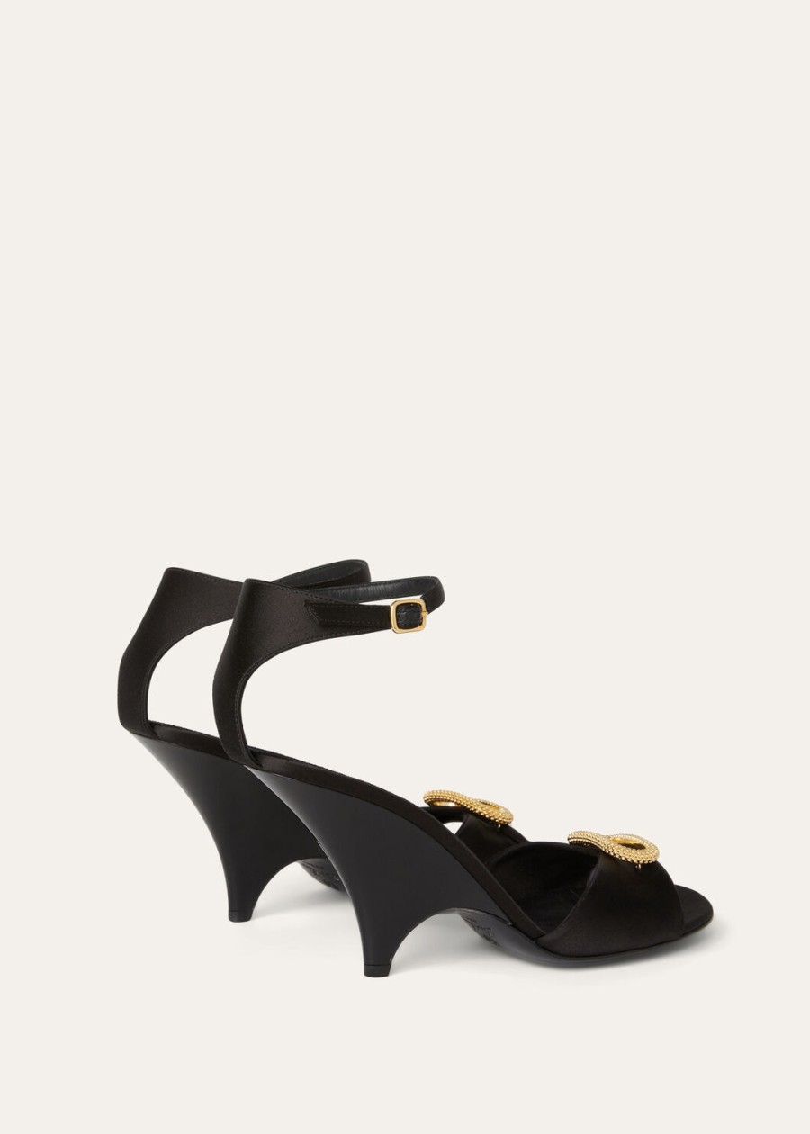 olympia sandalen met hak zijde viscose zwart